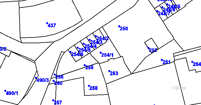 Parcela st. 254/1 v KÚ Vratislavice nad Nisou, Katastrální mapa