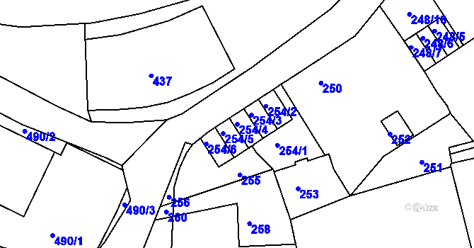 Parcela st. 254/4 v KÚ Vratislavice nad Nisou, Katastrální mapa