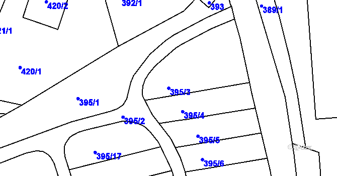 Parcela st. 395/3 v KÚ Vratislavice nad Nisou, Katastrální mapa