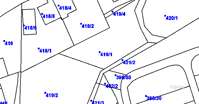 Parcela st. 419/1 v KÚ Vratislavice nad Nisou, Katastrální mapa