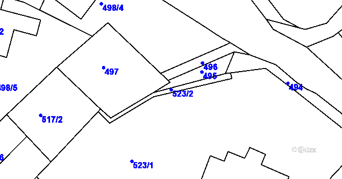 Parcela st. 523/2 v KÚ Vratislavice nad Nisou, Katastrální mapa