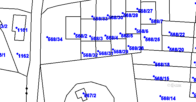 Parcela st. 568/31 v KÚ Vratislavice nad Nisou, Katastrální mapa