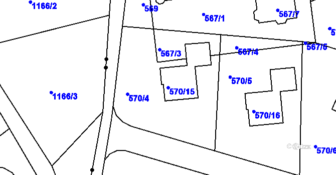 Parcela st. 570/15 v KÚ Vratislavice nad Nisou, Katastrální mapa
