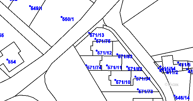 Parcela st. 571/12 v KÚ Vratislavice nad Nisou, Katastrální mapa