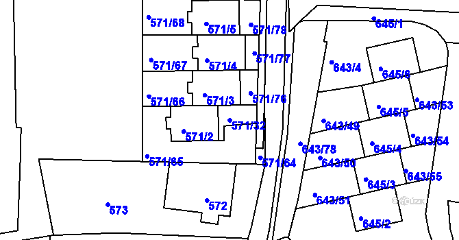 Parcela st. 571/32 v KÚ Vratislavice nad Nisou, Katastrální mapa