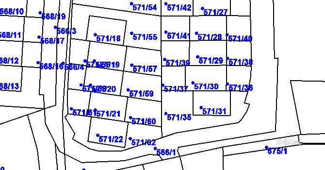 Parcela st. 571/37 v KÚ Vratislavice nad Nisou, Katastrální mapa