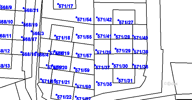 Parcela st. 571/39 v KÚ Vratislavice nad Nisou, Katastrální mapa