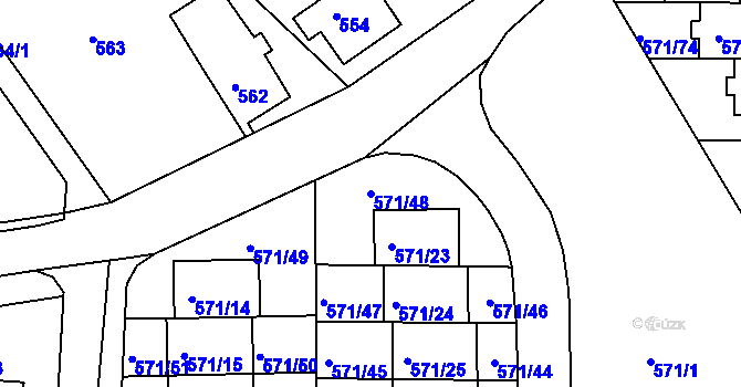 Parcela st. 571/48 v KÚ Vratislavice nad Nisou, Katastrální mapa