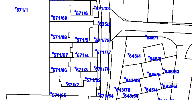 Parcela st. 571/77 v KÚ Vratislavice nad Nisou, Katastrální mapa