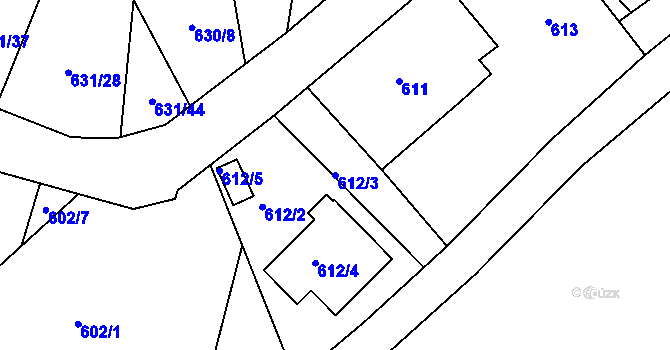 Parcela st. 612/3 v KÚ Vratislavice nad Nisou, Katastrální mapa