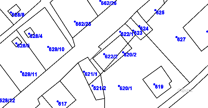 Parcela st. 622/2 v KÚ Vratislavice nad Nisou, Katastrální mapa