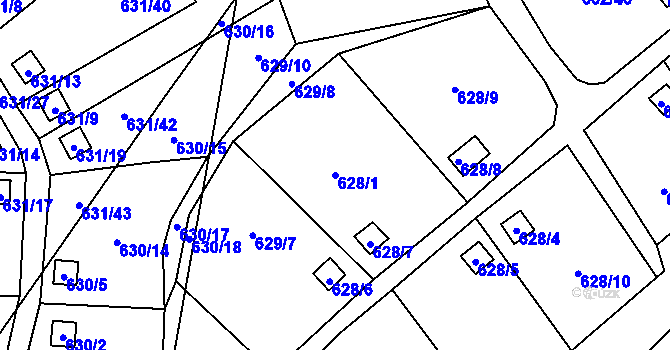 Parcela st. 628/1 v KÚ Vratislavice nad Nisou, Katastrální mapa