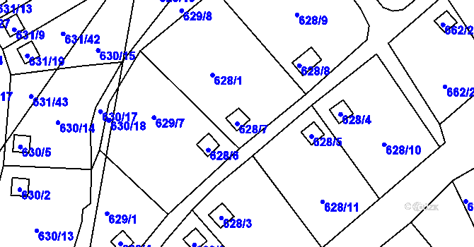Parcela st. 628/7 v KÚ Vratislavice nad Nisou, Katastrální mapa