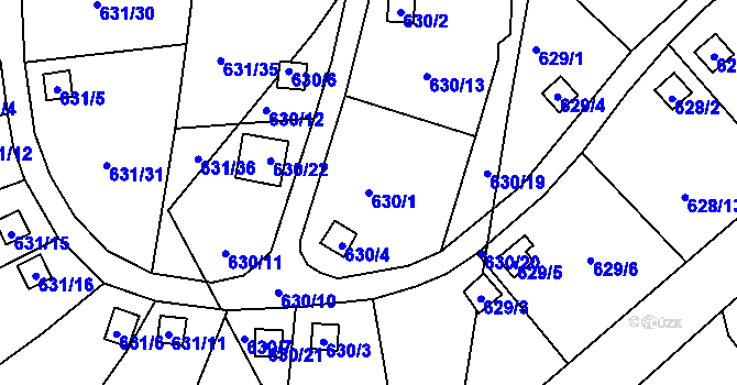 Parcela st. 630/1 v KÚ Vratislavice nad Nisou, Katastrální mapa