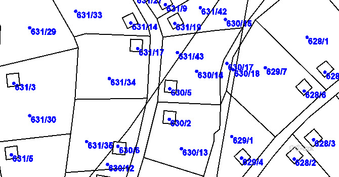 Parcela st. 630/5 v KÚ Vratislavice nad Nisou, Katastrální mapa