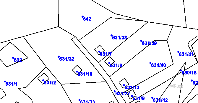 Parcela st. 631/7 v KÚ Vratislavice nad Nisou, Katastrální mapa