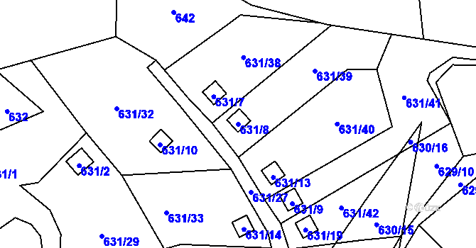 Parcela st. 631/8 v KÚ Vratislavice nad Nisou, Katastrální mapa