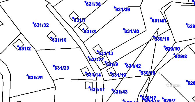 Parcela st. 631/13 v KÚ Vratislavice nad Nisou, Katastrální mapa
