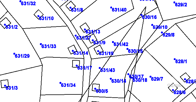 Parcela st. 631/19 v KÚ Vratislavice nad Nisou, Katastrální mapa