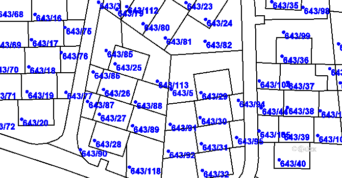 Parcela st. 643/5 v KÚ Vratislavice nad Nisou, Katastrální mapa