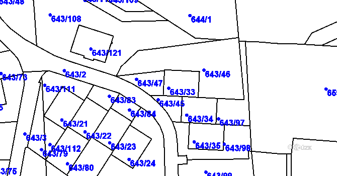 Parcela st. 643/33 v KÚ Vratislavice nad Nisou, Katastrální mapa