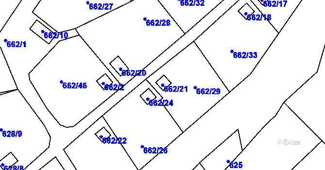 Parcela st. 662/21 v KÚ Vratislavice nad Nisou, Katastrální mapa