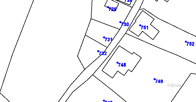 Parcela st. 732 v KÚ Vratislavice nad Nisou, Katastrální mapa