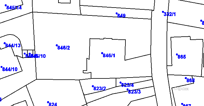 Parcela st. 846/1 v KÚ Vratislavice nad Nisou, Katastrální mapa