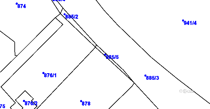 Parcela st. 885/5 v KÚ Vratislavice nad Nisou, Katastrální mapa