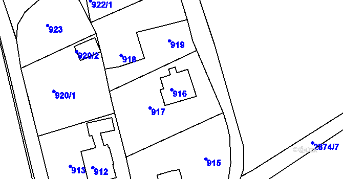 Parcela st. 916 v KÚ Vratislavice nad Nisou, Katastrální mapa