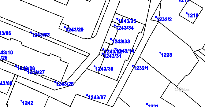 Parcela st. 1243/31 v KÚ Vratislavice nad Nisou, Katastrální mapa