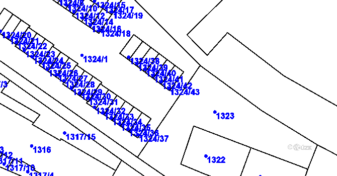 Parcela st. 1324/43 v KÚ Vratislavice nad Nisou, Katastrální mapa