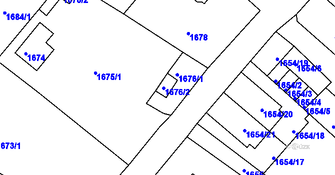 Parcela st. 1676/2 v KÚ Vratislavice nad Nisou, Katastrální mapa