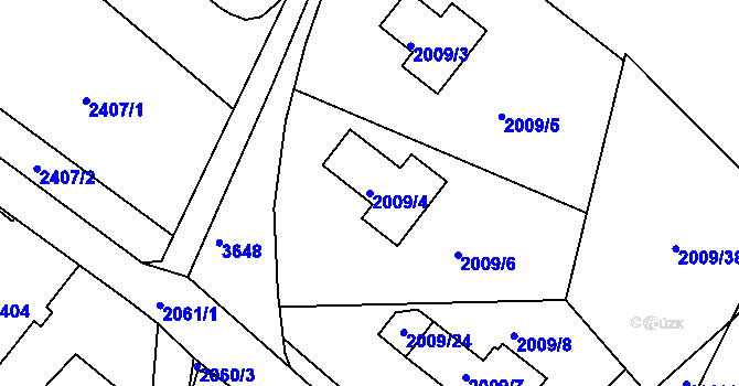 Parcela st. 2009/4 v KÚ Vratislavice nad Nisou, Katastrální mapa