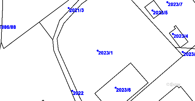 Parcela st. 2023/1 v KÚ Vratislavice nad Nisou, Katastrální mapa