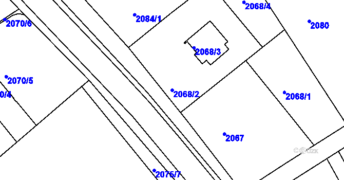 Parcela st. 2068/2 v KÚ Vratislavice nad Nisou, Katastrální mapa