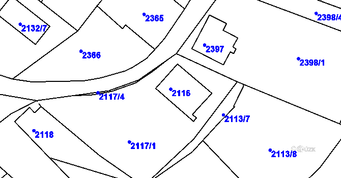 Parcela st. 2116 v KÚ Vratislavice nad Nisou, Katastrální mapa