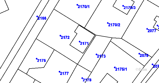 Parcela st. 2171 v KÚ Vratislavice nad Nisou, Katastrální mapa