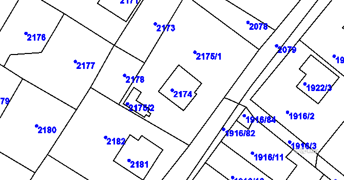 Parcela st. 2174 v KÚ Vratislavice nad Nisou, Katastrální mapa