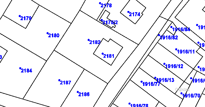 Parcela st. 2181 v KÚ Vratislavice nad Nisou, Katastrální mapa