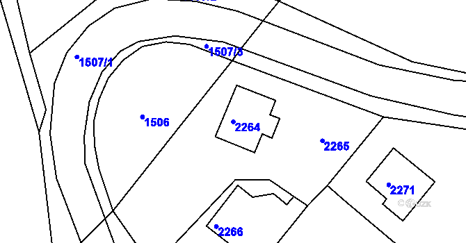 Parcela st. 2264 v KÚ Vratislavice nad Nisou, Katastrální mapa