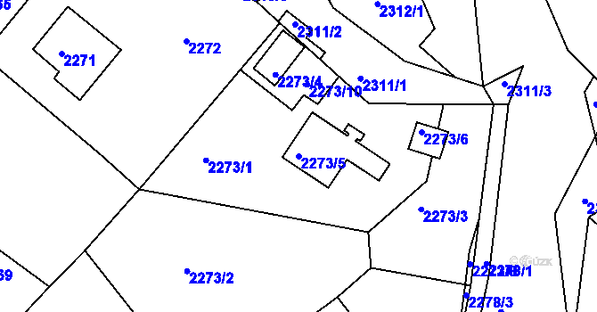 Parcela st. 2273/5 v KÚ Vratislavice nad Nisou, Katastrální mapa