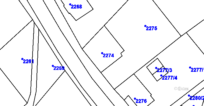 Parcela st. 2274 v KÚ Vratislavice nad Nisou, Katastrální mapa