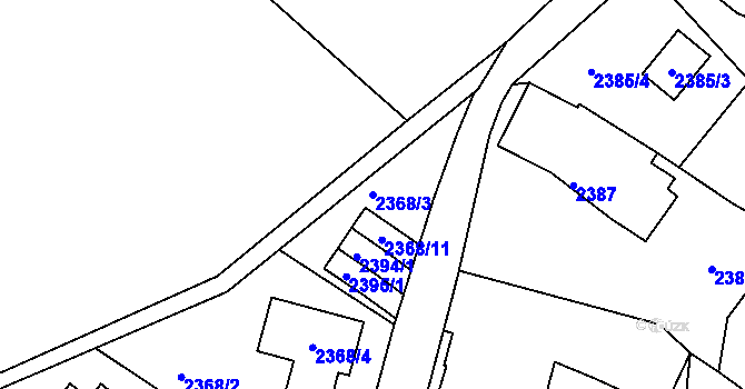 Parcela st. 2368/3 v KÚ Vratislavice nad Nisou, Katastrální mapa
