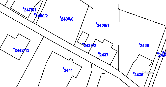 Parcela st. 2438/2 v KÚ Vratislavice nad Nisou, Katastrální mapa