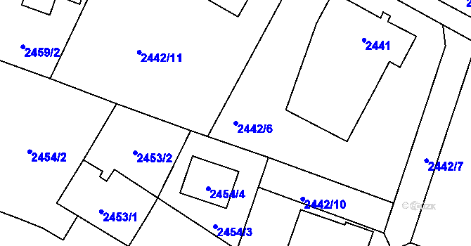 Parcela st. 2442/6 v KÚ Vratislavice nad Nisou, Katastrální mapa
