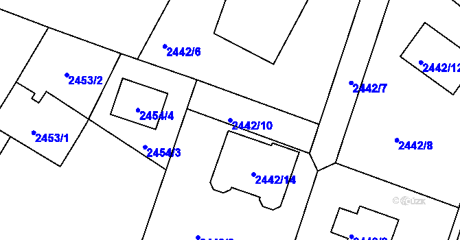 Parcela st. 2442/10 v KÚ Vratislavice nad Nisou, Katastrální mapa