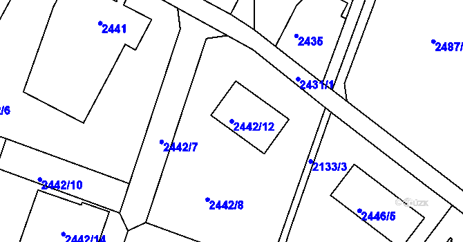 Parcela st. 2442/12 v KÚ Vratislavice nad Nisou, Katastrální mapa