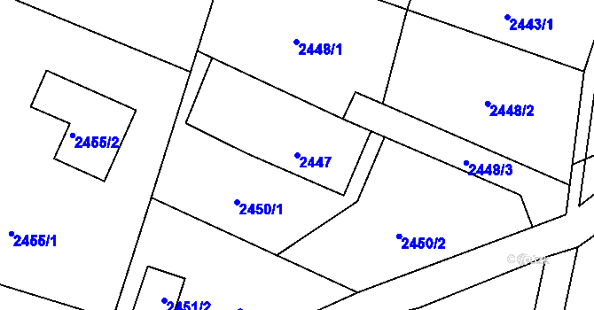 Parcela st. 2447 v KÚ Vratislavice nad Nisou, Katastrální mapa