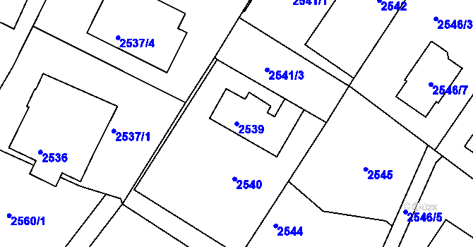 Parcela st. 2539 v KÚ Vratislavice nad Nisou, Katastrální mapa